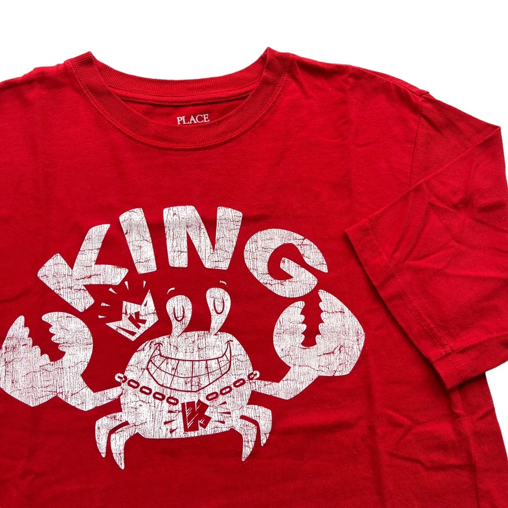 The Children’s Place Boy’s Size Large Red Cotton King Crab White Graphic T-Shirt